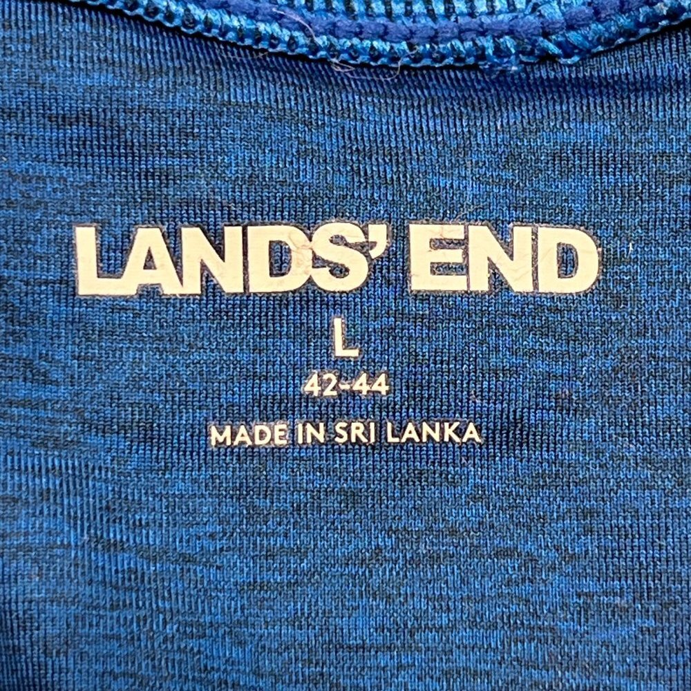 Lands End Mens Large Blue Athletic T-Shirt Tee‎ 42-44 Short Sleeve Stretch - Picture 2 of 5